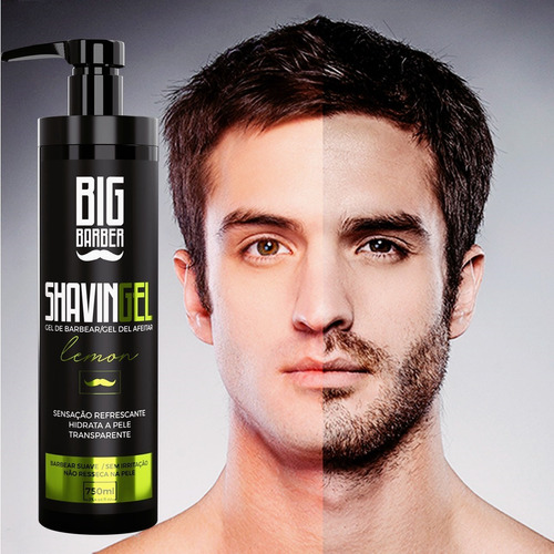 Kit Shaving Gel Big Barber Lemon + Menthol Atacado 4 Unidade