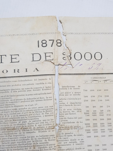 Imagen 7 de 9 de Antigua Patente 25 De Mayo 1878 Venta + Sello 3000 Mag 58064
