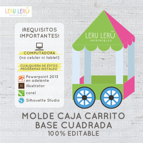 Kit Imprimible Molde Caja Carrito Modelo 02 (editable)