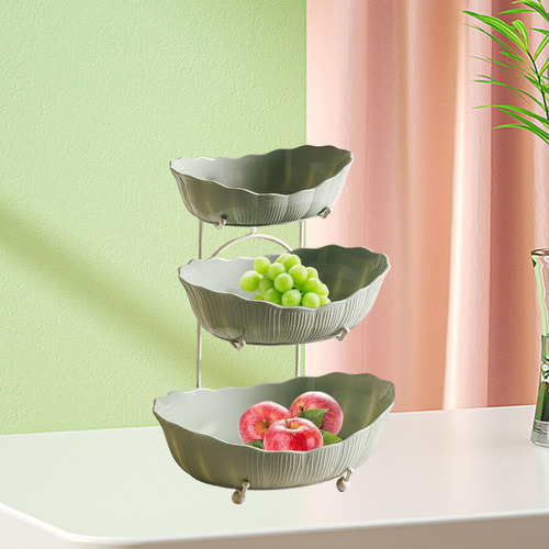 Placa De Cesta De Cesta De Frutas Em Verde 28.5x25x31cm