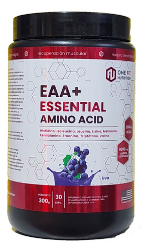 Eaa+ 9 Aminoácidos Esenciales 30 Servicios One Fit Nutrition Sabor Uva