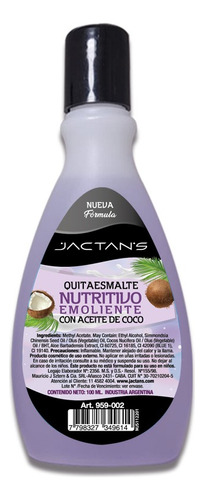 Jactans Quitaesmalte 100ml Nutritivo Con Aceite De Coco