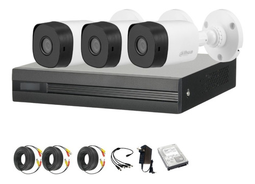 Kit 3 Camaras Seguridad Dahua 1080 Dvr 4 Canales P2p + Disco