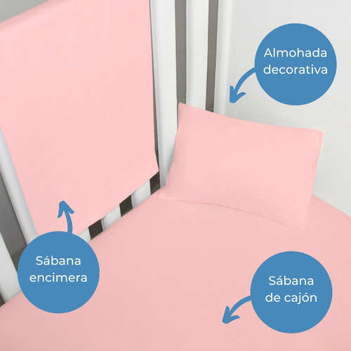 Wishes By Nap-juego De Sabanas Para Cama Cuna, Microfibra Color Rosa Diseño De La Tela Liso