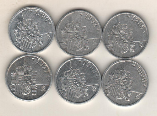 España Lote De 6 Monedas Diferentes De 1 Peseta Km 832