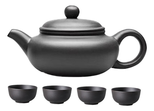 Tetera De Kung Fu, 4 Tazas De Té Con Tapa, 400 Ml Negro
