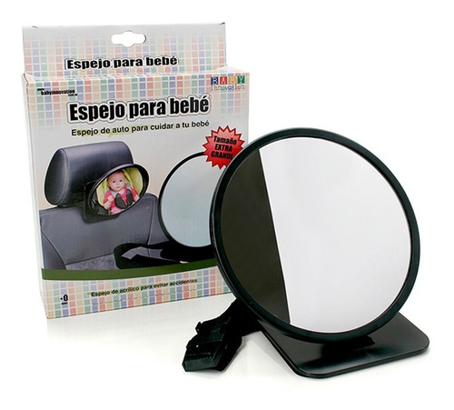 Espejo Trasero Grande Universal Para Auto Ideal Para Observar Al Bebé - Baby Innovation Color Negro