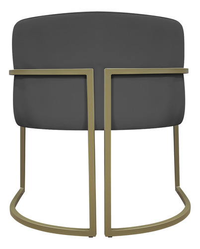 Kit 2 Poltronas Recepção Luna Corino Base Ferro Champagne Cor Cinza Desenho Do Tecido Liso
