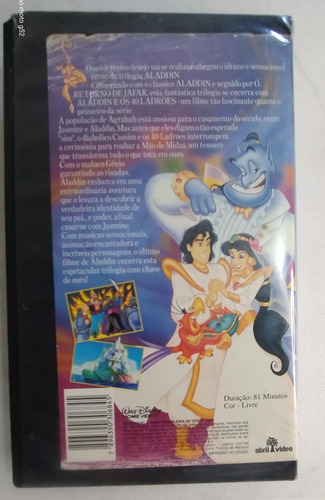 Fita Vhs Filme Aladdin E Os 40 Ladrões Original Dublado (Usado)