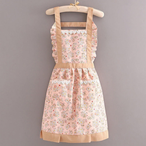 3 Delantal De Chef Elegante Con Bolsillos: Rosa