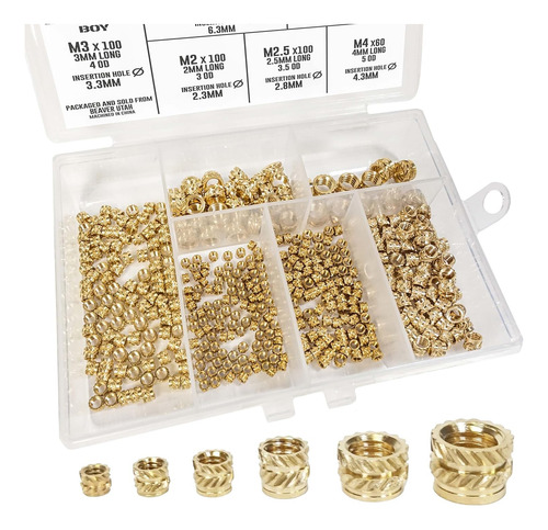 Kit Surtido De 400 Piezas Insertos Roscados De Latón M2 A M6