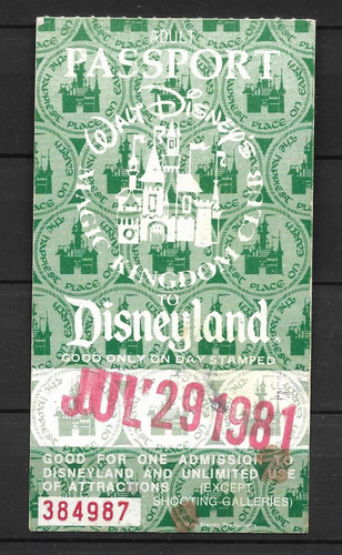 Disneylandia Pasaporte 1981 , Vintage