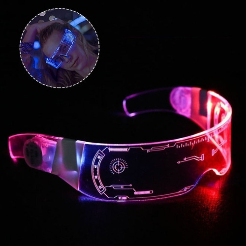 Óculos De Néon Led Para Festa De Cosplay Futurista Cyberpunk