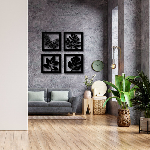 Imagen 3 de 8 de Cuadro De Madera Calado Mdf Hojas Moderno Living Decorativo