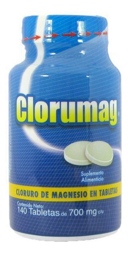 Clorumag Cloruro De Magnesio 140 Tabletas De 700 Mg C/u Sabor Sin Sabor