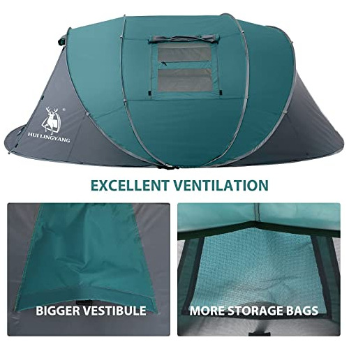 6 Person Easy Pop Up Tent,12.5x8.5x53.5'',automat...