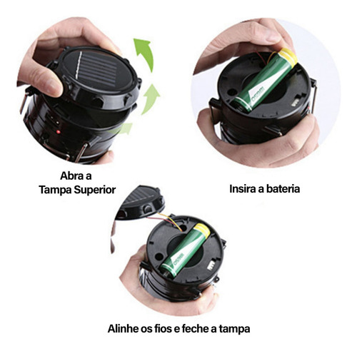 Lampada Acampamento Lampião Portátil Luminária Camping Wct Cor Preto