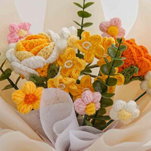 Ramo De Flores De Ganchillo, Flores De Punto, Flores