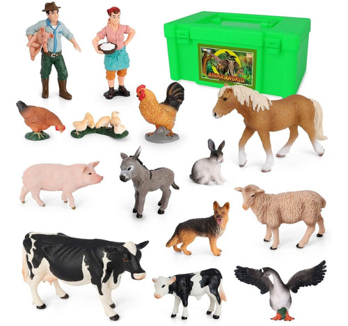 Figuritas De Granja Corral Juguetes De Animales  Piezas...