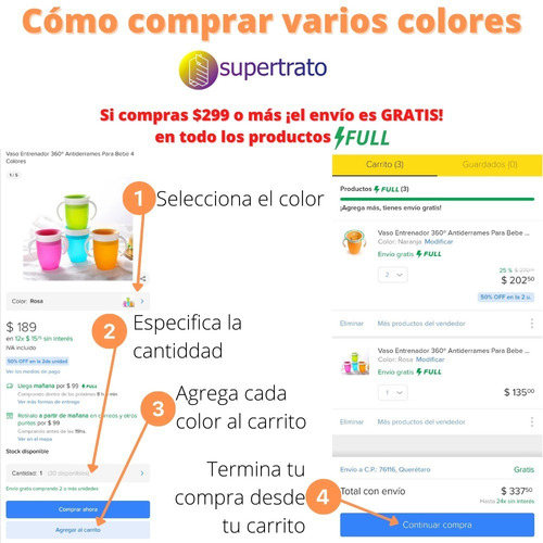Imagen 5 de 5 de Vaso Entrenador 360º Antiderrames Para Bebe 4 Colores