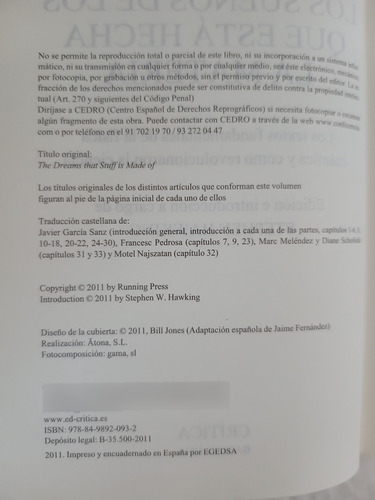 Libro Los Sueños De Los Que Está Hecha La Materia Stephen Ha (Usado)