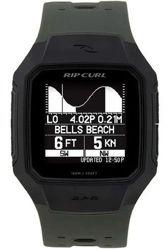 Relógio Rip Curl Masculino Searchgps Series 2 A1144 A313 Cor da correia Verde Cor do bisel Verde/Preto Cor do fundo Preto