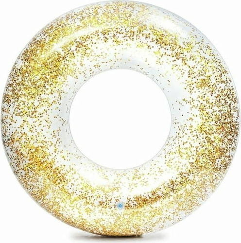 Flotador Inflable Dona Con Diamantita Glitter Dorado Intex Dorado