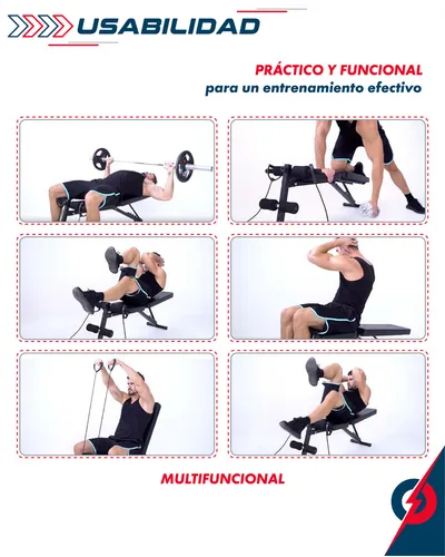 Banco Multifuncional Para Entrenamiento De Pesas Pecho Plano Ejercicios Reclinable Inclinado Declinable Fitness Predicador Bíceps Banca Mancuernas Abdomen Pbold