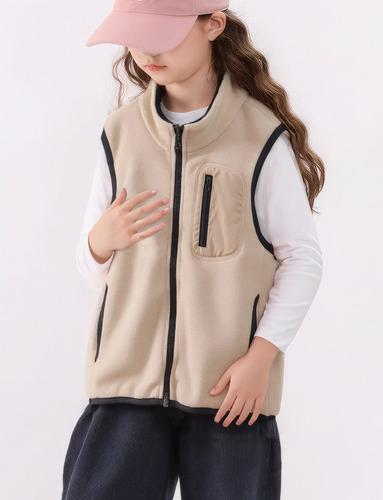 Chaqueta Sin Mangas Chaleco Polar Con Cremallera Niños
