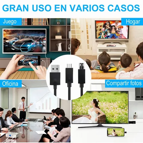 Kit mhl cable adaptador store micro usb v8 a hdmi