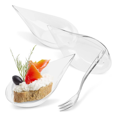 Qeirudu 100 Mini Plato Aperitivo 4  Tenedor Cuchara Postre S