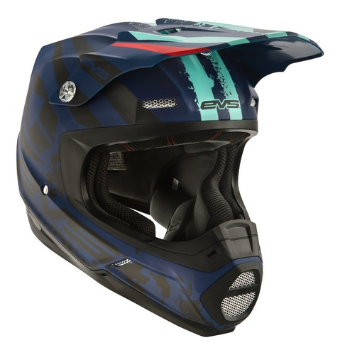 Casco Evs T5 Grappler Motocross Enduro Azul - Trapote Racing