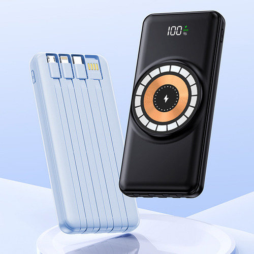 Power Bank Suoying Cy Inalámbrica 20000mah Magnético Ultrarápida,con 4 Cables Micro Usb V8 Ip Tipo C Para iPhone Samsung Xiaomi Huawei