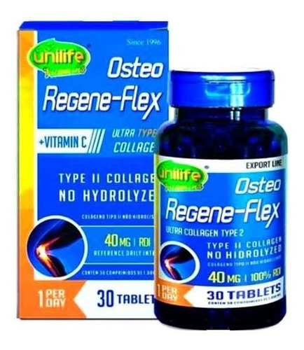 Osteo Regene - Flex +vita. C + Colageno Tipo 2, 30un Unilife