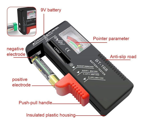 Medidor Capacidad Probador De Pilas Multiple Dc 9v Aa Aaa