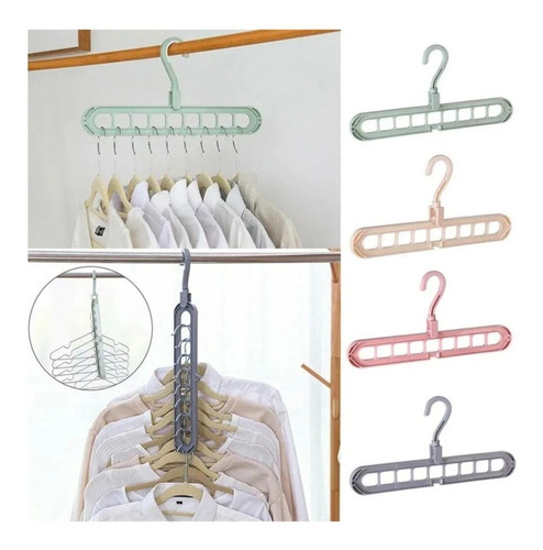 Multi Percha Espacio Para 9 Perchas Organizador Pack X4