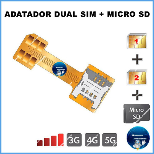 . Adaptador Dual Doble Tarjeta Nano Sim + Tarjeta Micro Sd