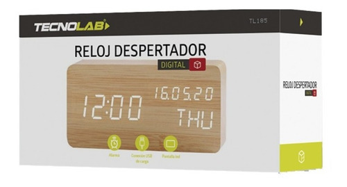 Reloj Despertador De Madera Con Pantalla Digital - Ps Color Marrón