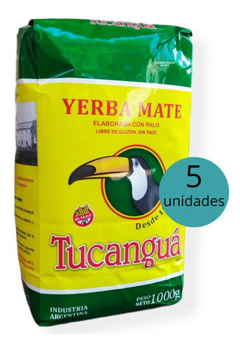 Yerba Mate Tucanguá Pack 5 Unidades De 1 Kg Sin Tacc