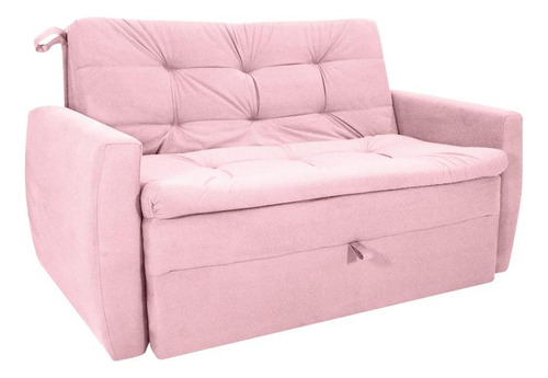 Sofá Cama Meg 2 Lugares Veludo Turkey Rosa Matrix