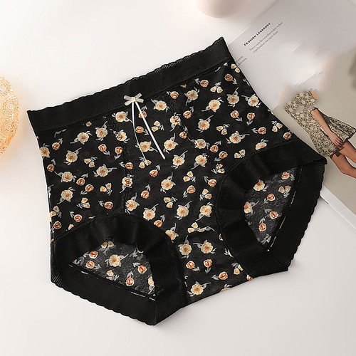 Ropa Interior De Encaje De Cintura Alta Para Mujer, Cómoda A