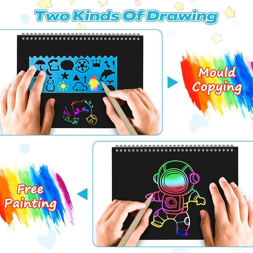 Smasiagon Scratch Paper Art Set For Kids: 2 Pack Scratch ...