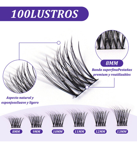 Kit De Extensiones De Pestañas 30d+40d Magefy Lash Curvatura D 8-13mm Mixtas Con Pegamento Y Rizador De Pestañas+cepillo Para Pestañas Individuales Kit Completo Diy Adhesivo Para Pestañas Estilo 1