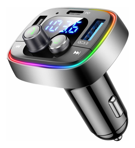 Transmisor Fm Bluetooth Para Automovil Adaptador Luz Led 7