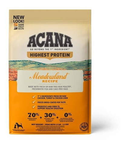 Acana Meadowlan Perro 11,3kg Con 30% Proteina