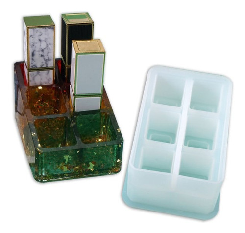 Molde De Silicona Para 6 Cubos De Organizador De Pintalabios