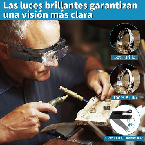 Gafas Lentes Lupa Recargables Usb, Lupa Con Luz Led, Lentes