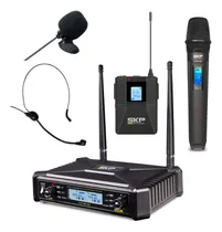 Comprar Set Micrófono Inalámbrico De Mano Skp Uhf-700 Pro Body Pack Color Negro
