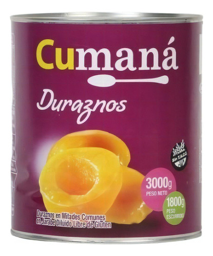 duraznos En Mitades Cumana/jandaia Lata X 3 Kg