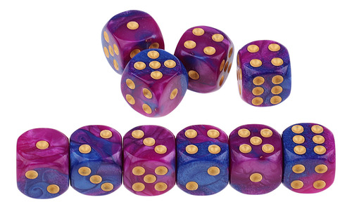 10x Seis Caras D6 Dados Azul Morado Azul Morado 16mm